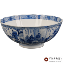 清康熙青花饮中八仙图花口碗