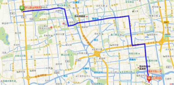 苏州市虎丘区何山路到苏州市吴中区石湖东路坐