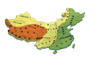 在中国地图上画出第三阶梯分界线上的山脉并标注图片